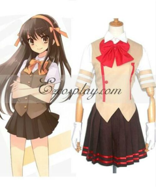 

haruhi suzumiya no yuuutsu school uniform cosplay costume, Black;red
