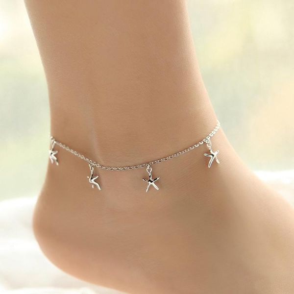 

ybuy 925 sterling silver starfish anklets for women jewelry beach foot barefoot sandals anklet halhal bracelet t190620, Red;blue