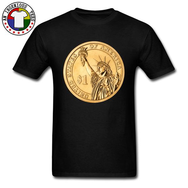 

черный тис 2018. новейший вскользь свободные t-shirt crewneck натуральный хлопок лучшие футболки золотой доллар сша символ t shirt печать