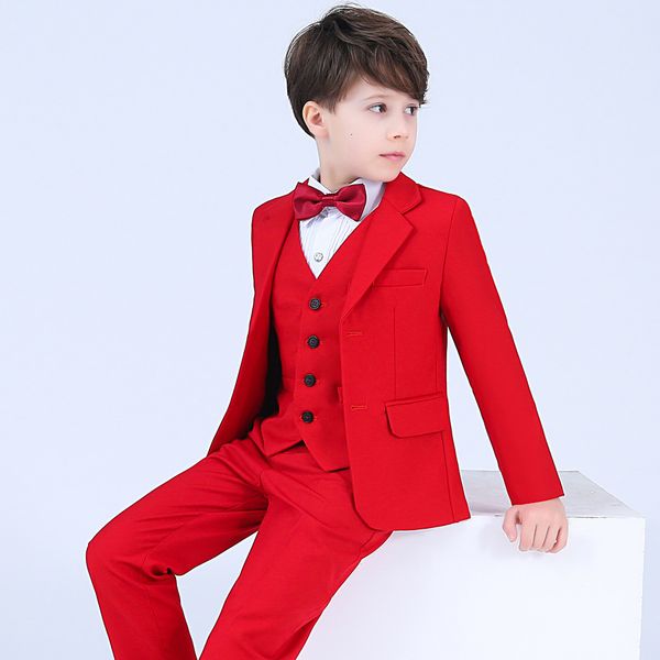 

new kids wedding suit sets for flower boys child formal tuxedos dress outfits boys blazer vest shirts pants bowtie clothing set, Blue