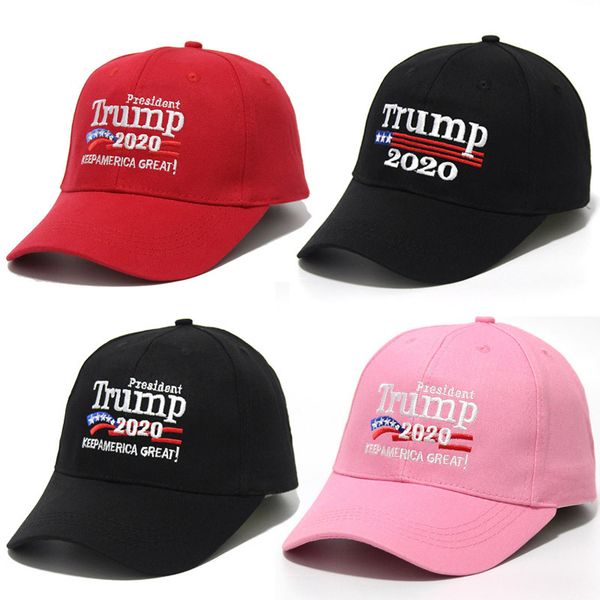 

us stock trump 2020 keep america great 2 styles embroidery cotton adjustable breathable hat baseball cap outdoor women men caps fy6064, Black;white