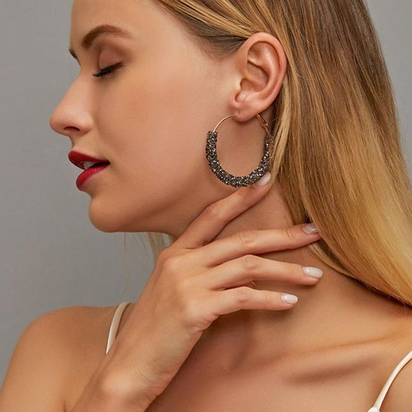 

modyle 2020 new big circle round hoop earrings for women's fashion statement golden punk charm earrings party jewelry, Golden;silver