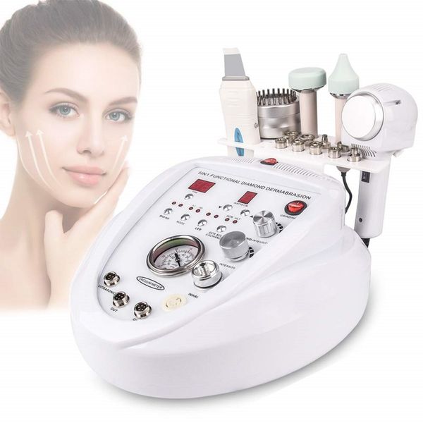 

6 in 1 microdermabrasion machine with skin scrubber/dermabrasion and cold treatment ultrasonic beauty am-905, Black;white