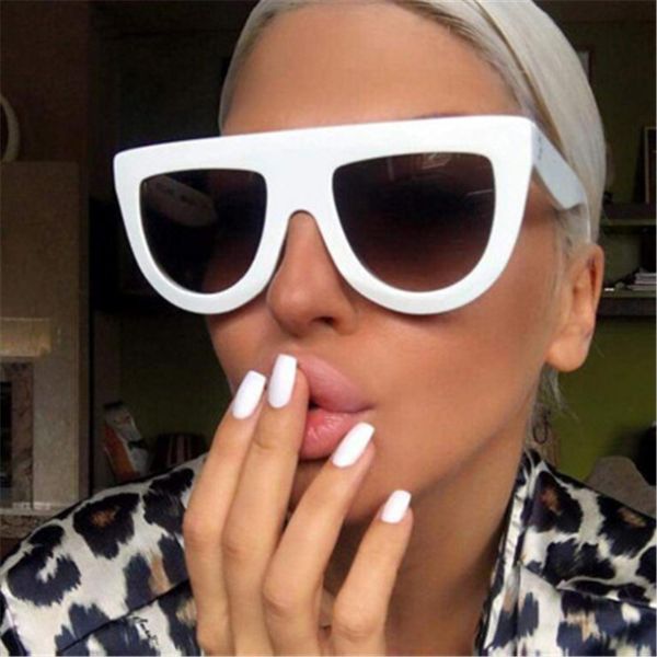 

sunglasses fashion oval women brand designer gradient goggle big box sun glasses femalevi ntage retro uv400, White;black