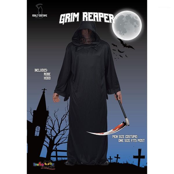 

robe warrior loose cospaly props grim reaper stage clothes party apparel mens halloween black cosplay costume cool, Black;red