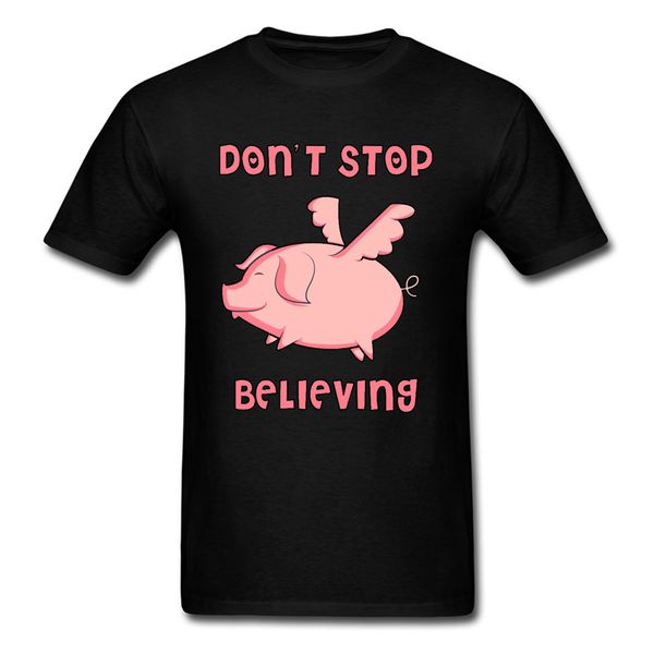 

fly pig black tshirts dont sbelieving kawaii graphic funny t shirt mens summer fashion print new tees gift