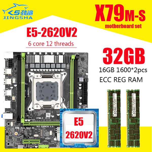 

x79 motherboard lga2011 e5 2620 v2 cpu 2pcs x 16gb = 32gb ddr3 1600mhz 12800 ecc reg memory set m-atx combos m.2 ssd interface