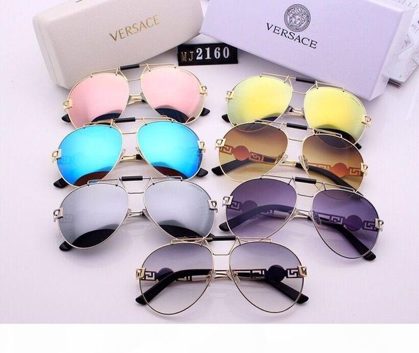 

2019 luxury- classic pilot sunglasses designer brand mens womens sun glasses eyewear metal glass lenses with box, White;black