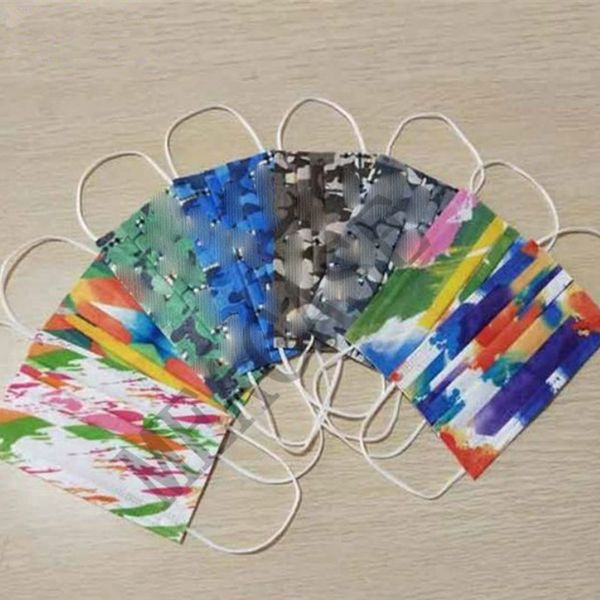 

stocks fashion face mask disposible non-woven face masks tie dye plaid camouflage color brand masks fast delivery ship 10pcs/bag mask d81004, Blue