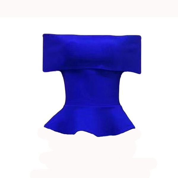 

2020 new fashion blue black white solid women slash neck ruffles celebrity bandge