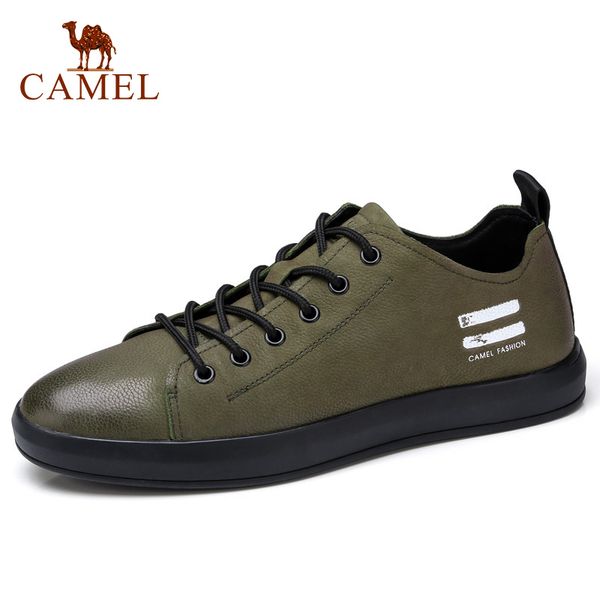 

camel men's genuine leather casual shoes classic fashion male lace up flats black white men flat heel daily comfortable footwear