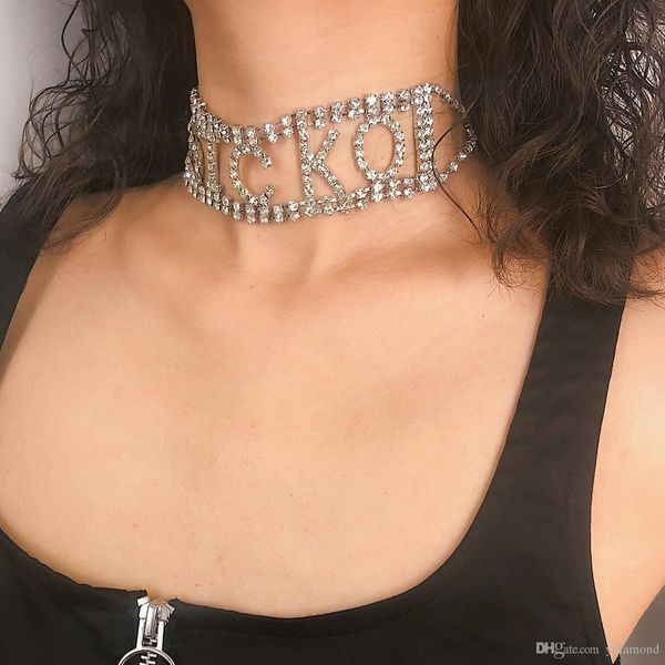 

Personality exaggerated nightclub tide money decoration Diamond letter short necklace necklace Necklace Europe and America cross-border jewe