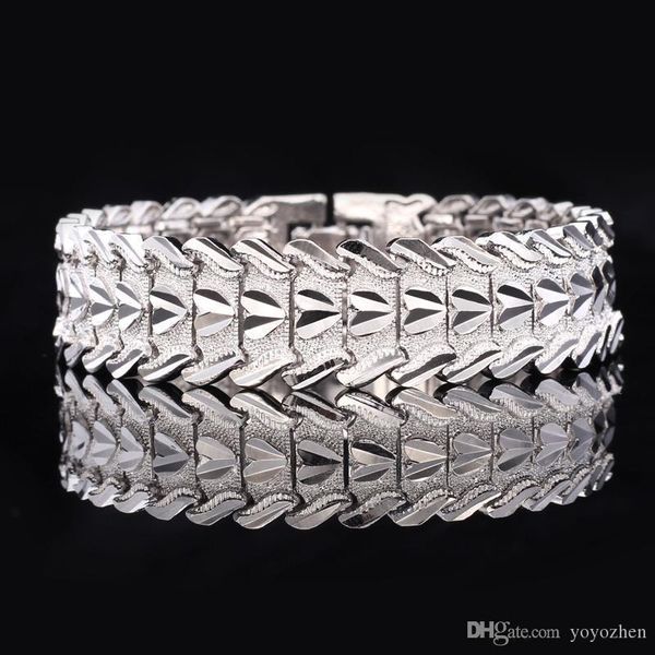 

love heart bangle bracelet women men fashion jewelry gift platinum 18k gold plated wide bracelets, Black