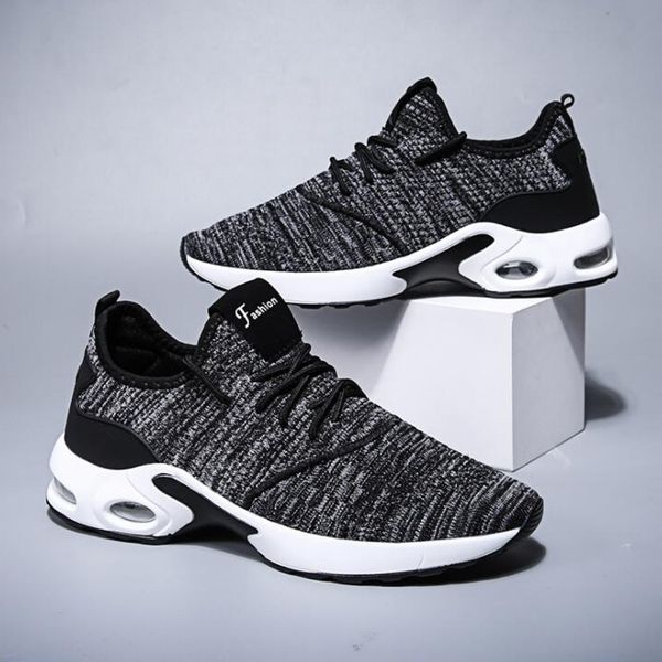 

mens sneakers flying woven breathable casual shoes air cushion running sports shoe, Black