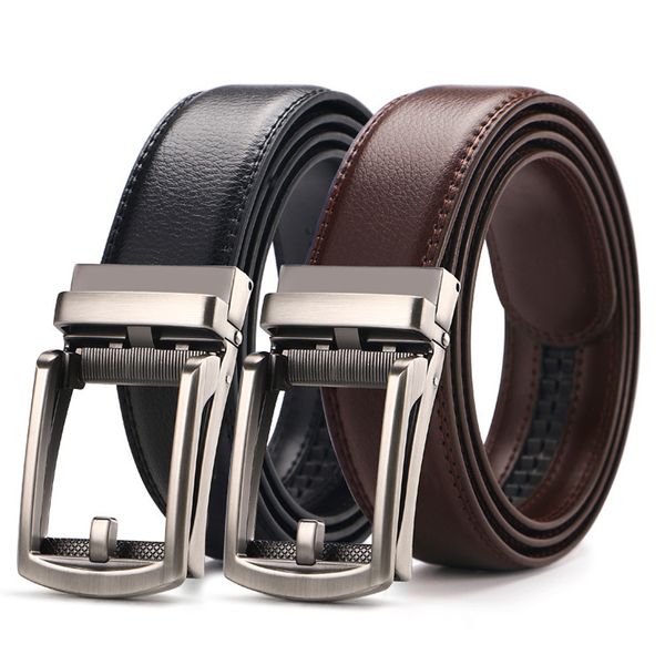

second layer cowhide belt automatic buckle belt men's special men's gift men, Black;brown