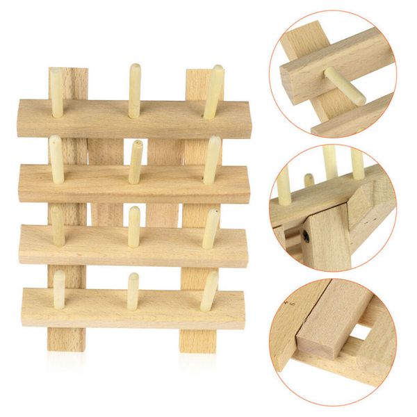 

12 axis supplies holder spool storage rope sewing organizer wooden thread rack