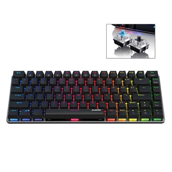 

rgb mechanical keyboard mini 82 keys layout blue black switches wired portable mechanical keyboard mini gaming