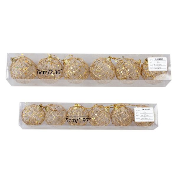 

6pcs 5/6cm glitter hollow out christmas tree ball baubles decor xmas ornament k1mf