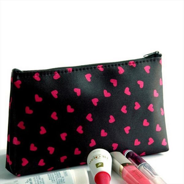 

cosmetic bags cosmetic case heart printed polyester cosmetic bag 18*10*2.5cm long makeup case female zipper pencil bag