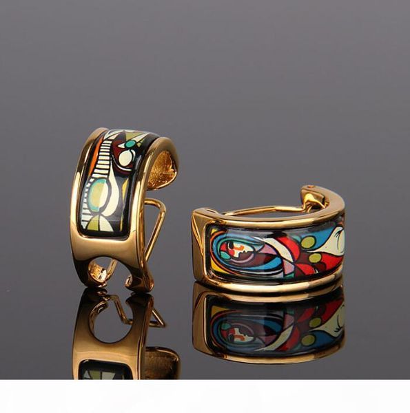 

woman before a mirror series hoop earring 18k gold-plated enamel earrings for woman hoop earrings, Golden;silver