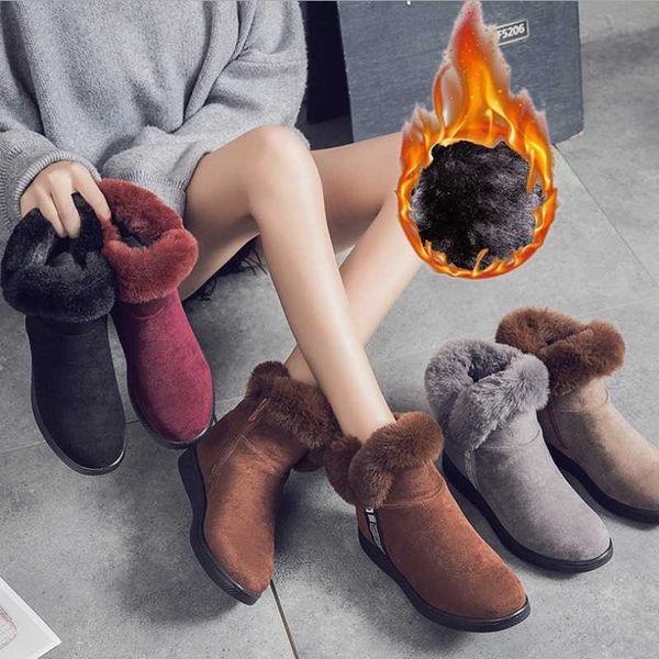 

2020winter new women's boots snow boots women's warm thick bottom plus velvet cotton shoes large size shoes 35-41, Black