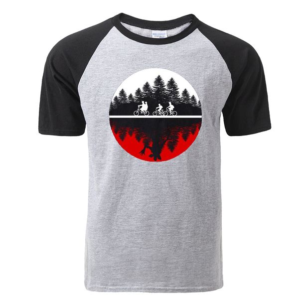 

funny design two-worlds men's raglan t-shirt soft cotton t shirt men hip hop streetwear new stranger things t shirt men