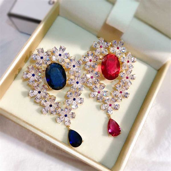 

vintage blue red zircon crystal teardrop brooches for women beautiful brooch elegant wedding bridal bouquets jewelry pins broche, Gray
