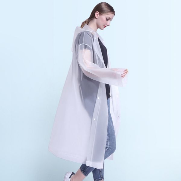 

fashion peva men women raincoat thickened waterproof rain coat hooded rain ponchos with drawstring camping rainwear suit, Gray;blue