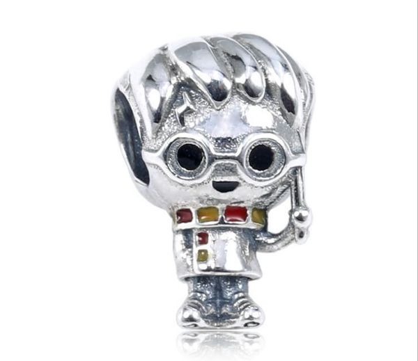 

925 sterling silver charm европейский и американский стиль новый браслет diy бусы аксессуары эмаль гарри поттер серии bead77, Black
