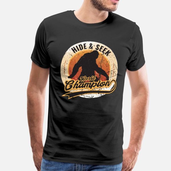 

design sasquatchhide and seek world champion bigfo t shirt men character cotton plus size 3xl letters loose new fashion spring autumn shirt