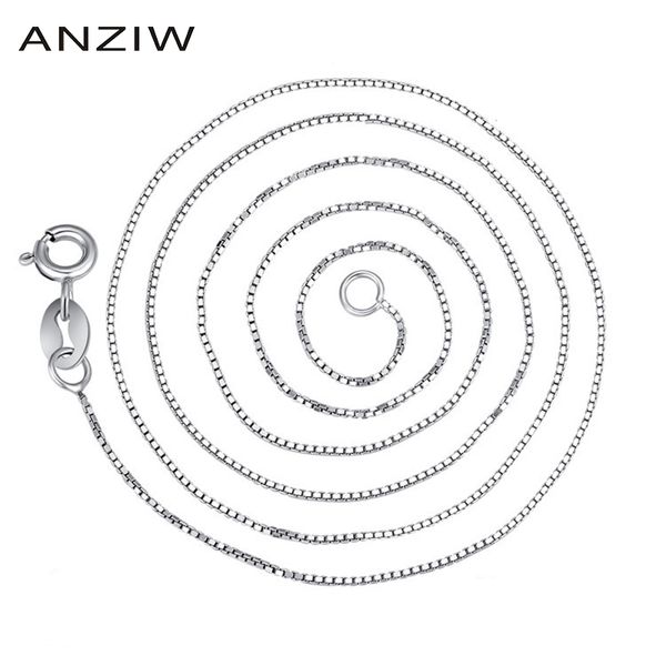 

925 sterling silver pendant necklace 18'' box chain women wedding diy jewelry pendant necklace white/yellow/rose gold box chain