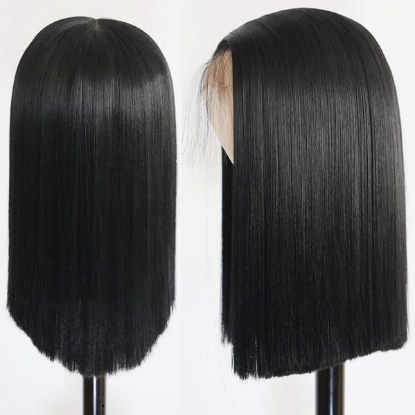 

2020 13x6 lace front wigs short bob straight wig natural black color human hair wig for black women