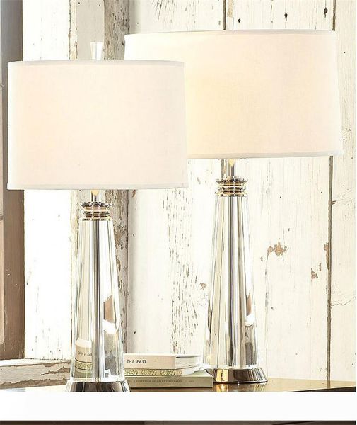 

nordic crystal decorative table lamp bedroom bedside creative fabric desk lamp living room study fashion l room lights lr001