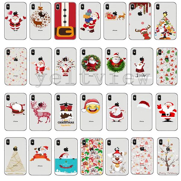 

cgjxschristmas phone cases for iphone x 6 7 8 6s plus case soft transparent ultra thin santa claus elk full protection back cover