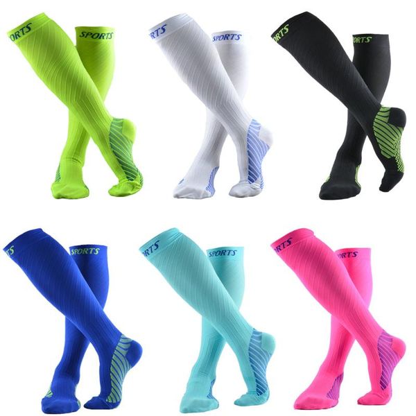 

men women socks sports compression happy tube socks support nylon outdoor racing long pressure stockings high m/l/xl, Black