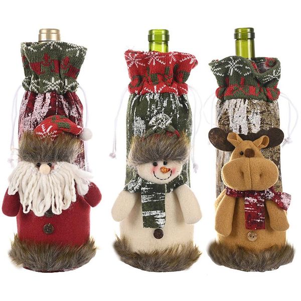 

christmas wine bottle cover santa claus snowman elk stocking tableware for christmas new year decoration dhe1247