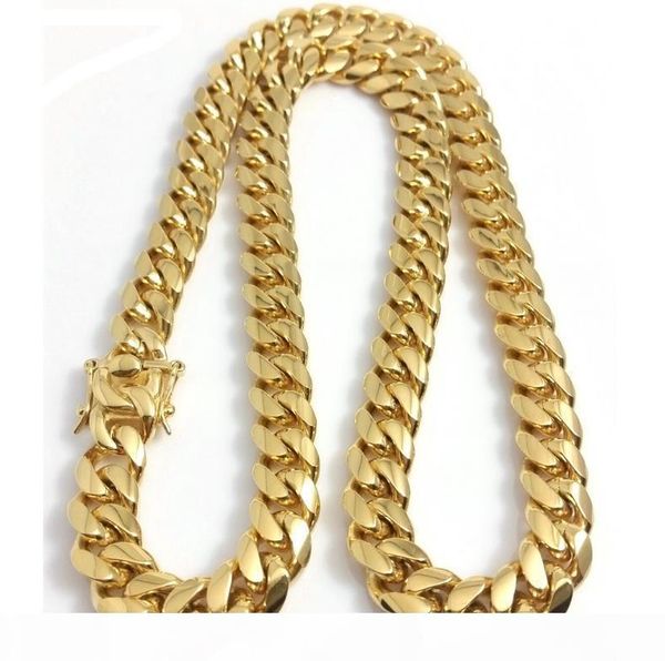 

нержавеющей стали ювелирные изделия 24k 18k gold filled покрыло отполированный кубинский link ожерелье для мужчин панк curb chain dragon-bea, Silver