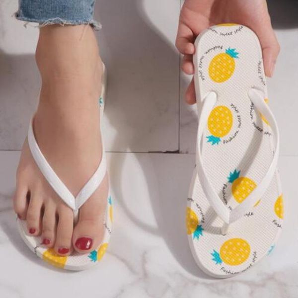 

2020 new summer flip flop women cute fruit print pvc soft sole slides women fashion casual outdoor flat beach slippers xx314, Black