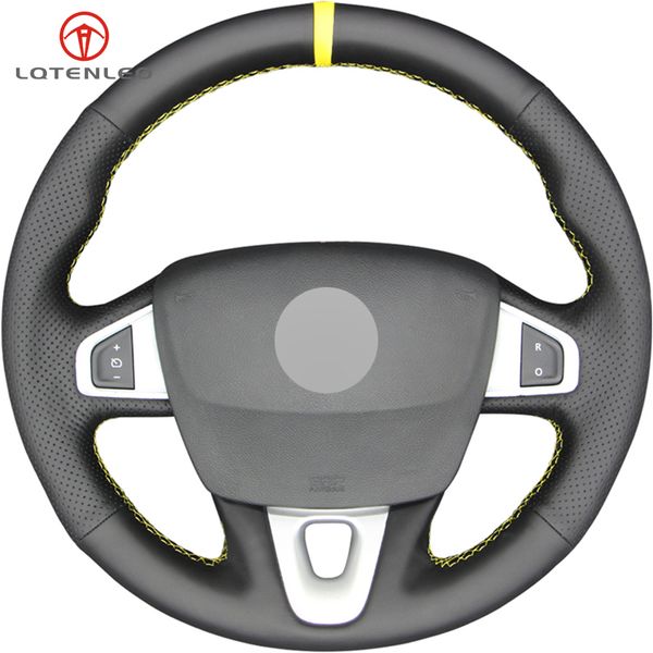 

black genuine leather diy hand-stitched car steering wheel cover for renault megane 3 (coupe gt) rs 2010-2016