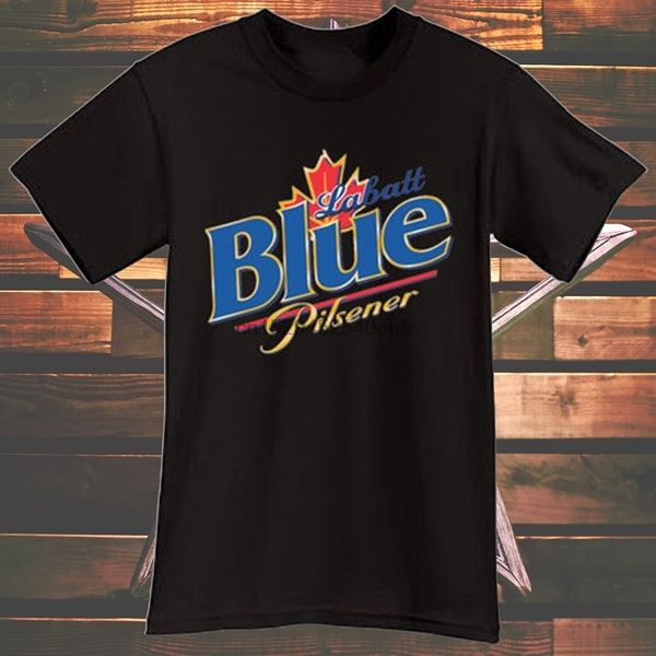 

men casual short sleeve t-shirt labatt beer brewery blue ale promo printed fashion black
