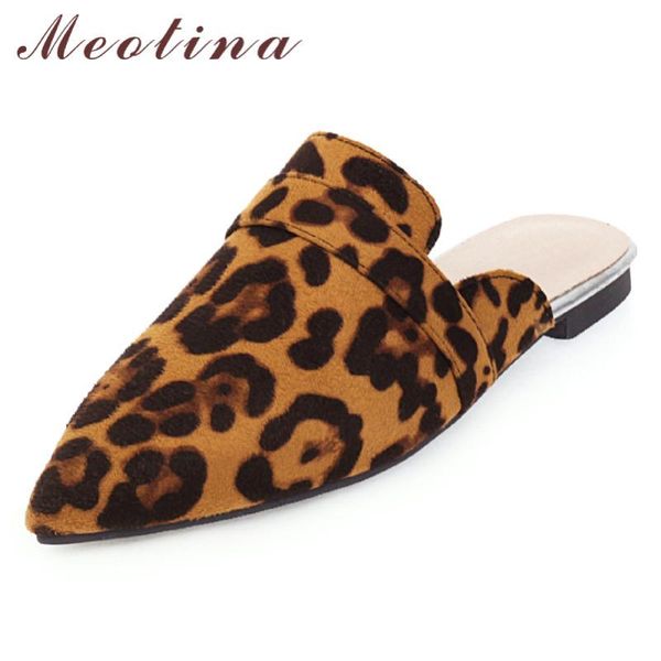 

meotina spring flats women shoes snake print flat mules shoes casual leopard pointed toe ladies footwear red plus size 46, Black