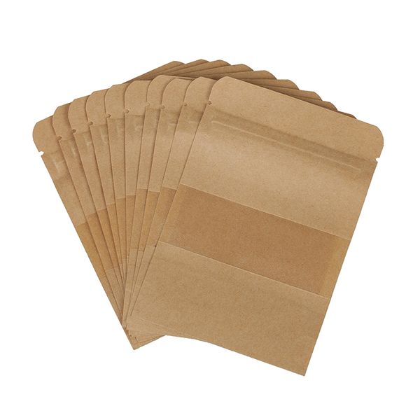 

storage bags 10 pcs coffee seeds sweets zipper closure seal kraft paper bag window stand up sealable pouch