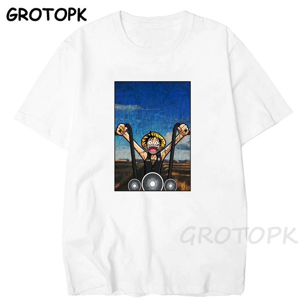

лето япония аниме one piece луффи зоро футболка мужской женский one piece белый o-образным вырезом мультфильм tee топы мужчины / женщины har