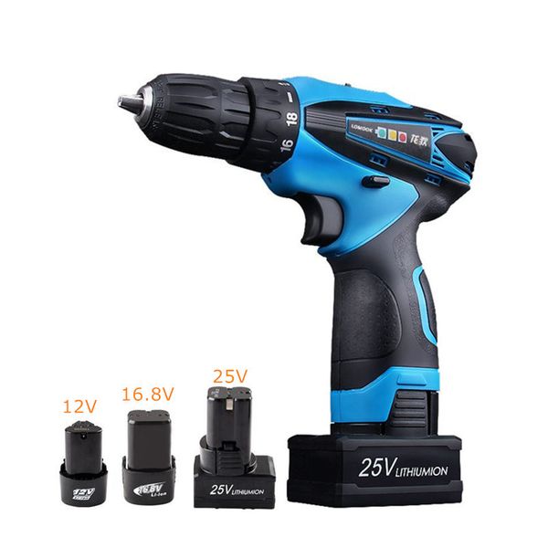 

12v electric screwdriver with additional lithium battery 16.8v cordless drill household 25v electrical dill driver power tools