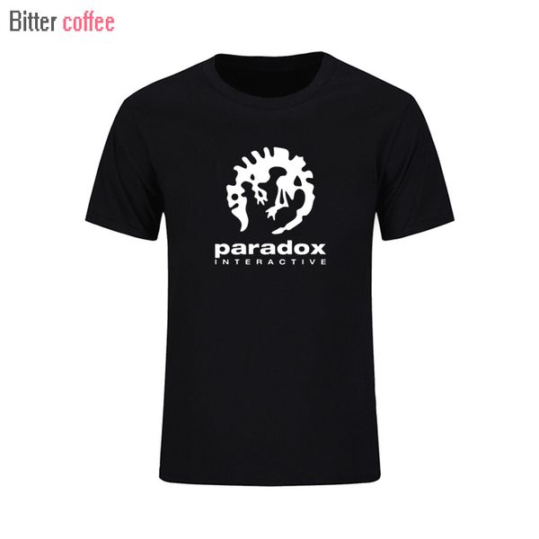 

new paradox interactive mens fashion sportswear t-shirt short sleeve game player o-neck eu size black white t shirt