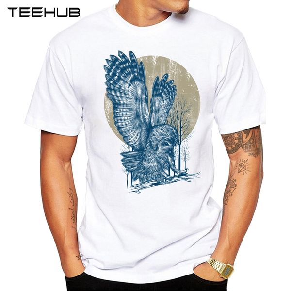 

2019 teehub men's fashion king of the night printed t-shirt short sleeve novelty owl design cool tee