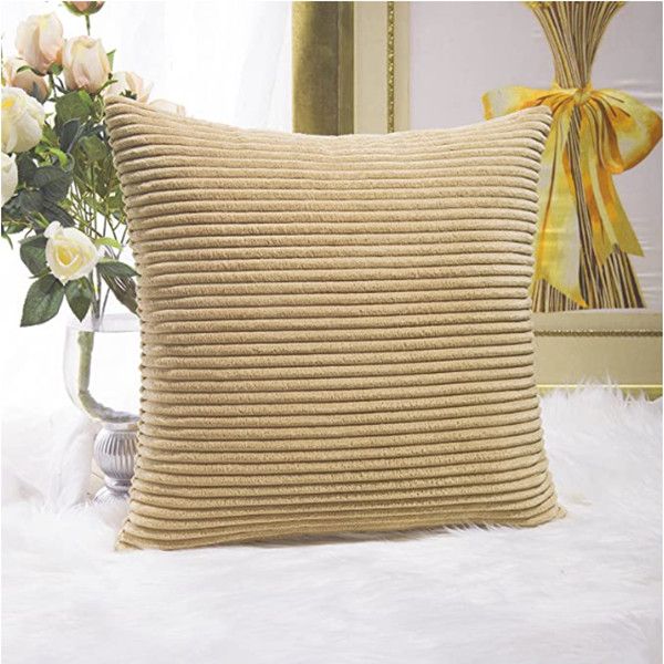 

brilliant decorative pillow covers supersoft striped velvet throw toss pillowcase cushion cover for chair, taupe, (45x45 cm)4pcs