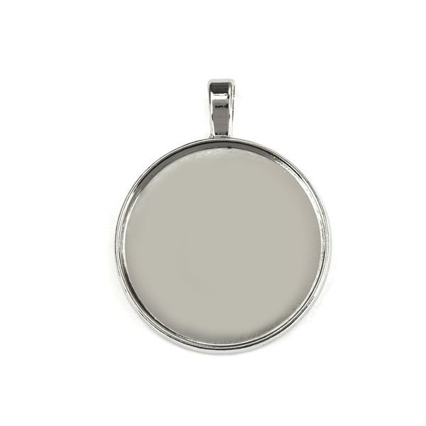 

10pcs/lot round pendant cabochon setting 30mm bezel cameo gem blank base platinum plated jewelry making diy necklace components