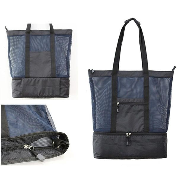 

new-lunch bag beach bag picnic camping insulation mesh travel storage organizer handbags