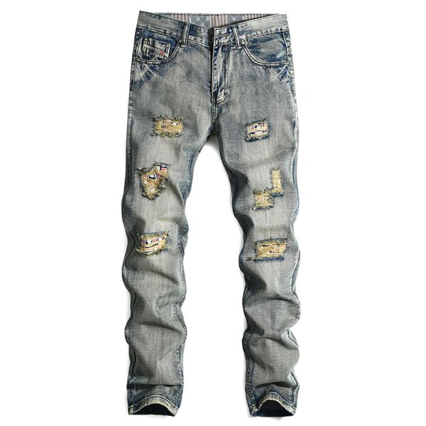 

europe and the united states men's shoes jeans small size 28 men's beggars straight slim pants large size 38, Blue